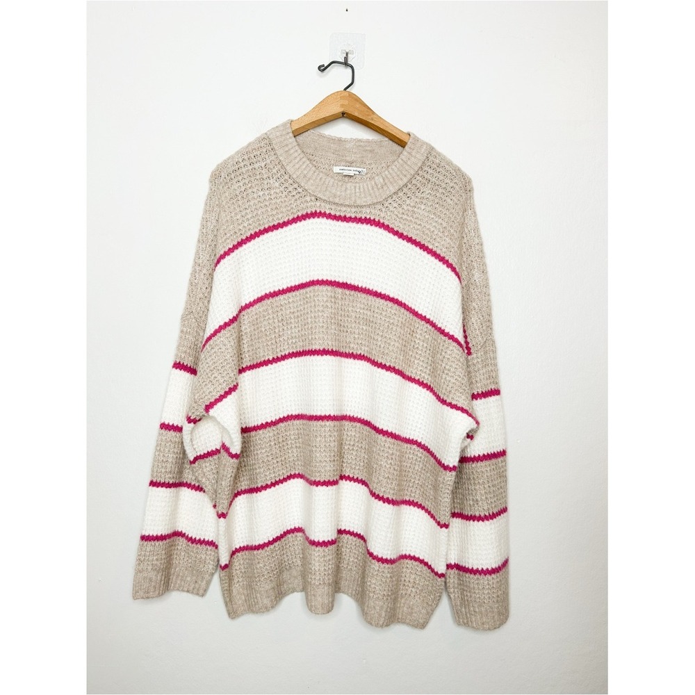 American Eagle Outfitters Oversized Chunky Knit Stripe Sweater XL - Picture 2 of 6